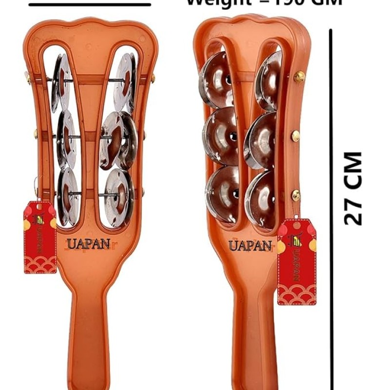 UAPAN Plastic Taal Kanjira/Kartal Musical Instrument for Kirtan I Puja-Bhajans I Pair of 1 UAPAN Plastic Taal Kanjira/Kartal Musical Instrument for Kirtan I Puja-Bhajans I Pair of 1