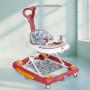 Mee Mee 2-in-1 Baby Walker & Rocker with Parental Push Handle, 3 Level Height Adjustable with Light & Musical Toys, 360° Rotating Wheels, Cushioned Walker for Baby 6-18 Months, Upto 15 Kg (Red)
