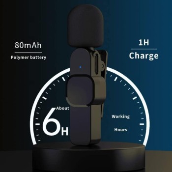 HUMBLE 2 in 1 Wireless Dynamic Lapel Collar Mic Voice Recording Filter Microphone with Receiver Compatible with Apple and All Type-C Mobile Phones for Live Shows, Interview & Vlog Short Video