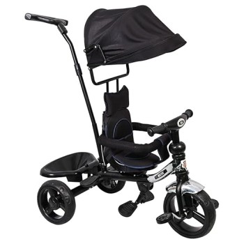 BeyBee| Beta Secure Baby Tricycle for Kids with Sun Canopy & Parents Handle and Also with a Storage Basket Back Side | Color Wheels for Boys and Girls for Age 1 to 5 yrs (Black)