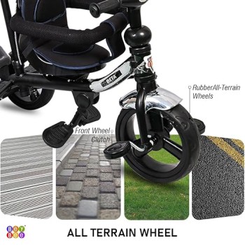 BeyBee| Beta Secure Baby Tricycle for Kids with Sun Canopy & Parents Handle and Also with a Storage Basket Back Side | Color Wheels for Boys and Girls for Age 1 to 5 yrs (Black)