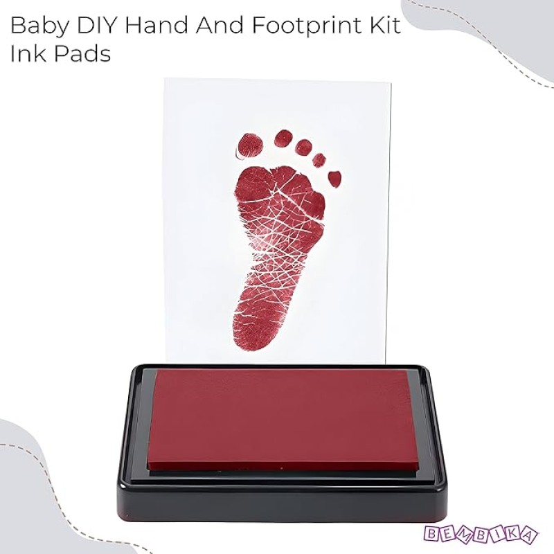 Bembika Baby Finger Print and Footprint Kit inkpad for Kids, Reusable Pad for Baby's Hand and Foot Impression Safe and Non Toxic Ink Pad for Baby Foot Prints and Handprints � (Red) Bembika Baby Finger Print and Footprint Kit inkpad for Kids, Reusable Pad for Baby's Hand and Foot Impression Safe and Non Toxic Ink Pad for Baby Foot Prints and Handprints � (Red)