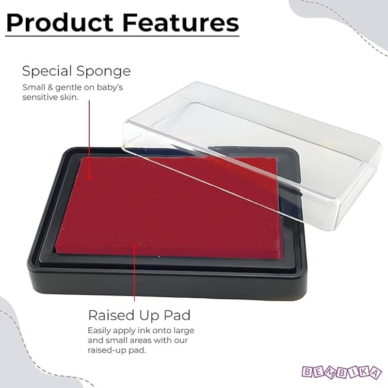 Bembika Baby Finger Print and Footprint Kit inkpad for Kids, Reusable Pad for Baby's Hand and Foot Impression Safe and Non Toxic Ink Pad for Baby Foot Prints and Handprints � (Red) Bembika Baby Finger Print and Footprint Kit inkpad for Kids, Reusable Pad for Baby's Hand and Foot Impression Safe and Non Toxic Ink Pad for Baby Foot Prints and Handprints � (Red)
