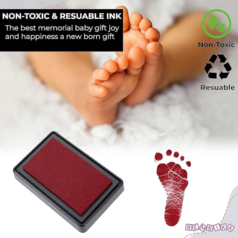 Bembika Baby Finger Print and Footprint Kit inkpad for Kids, Reusable Pad for Baby's Hand and Foot Impression Safe and Non Toxic Ink Pad for Baby Foot Prints and Handprints � (Red) Bembika Baby Finger Print and Footprint Kit inkpad for Kids, Reusable Pad for Baby's Hand and Foot Impression Safe and Non Toxic Ink Pad for Baby Foot Prints and Handprints � (Red)