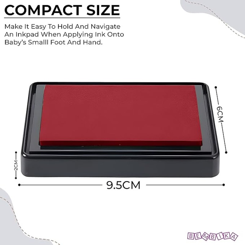 Bembika Baby Finger Print and Footprint Kit inkpad for Kids, Reusable Pad for Baby's Hand and Foot Impression Safe and Non Toxic Ink Pad for Baby Foot Prints and Handprints � (Red) Bembika Baby Finger Print and Footprint Kit inkpad for Kids, Reusable Pad for Baby's Hand and Foot Impression Safe and Non Toxic Ink Pad for Baby Foot Prints and Handprints � (Red)