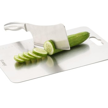 Clazkit Stainless Steel Chopping Board Vegetable,Fruit Cutting, Kneeding, Cake Prep, Heavy Duty Chopping-Board (Size 31.8CM X 21CM)