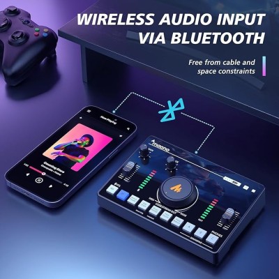 MAONO Audio Interface for Recording Studio, Audio Mixer with Noise Reduction, Pro-preamp, 48V Phantom Power, Special Effects, 8H Battery, Monitoring for Podcast Recording, Streaming, Singing-AMC2 NEO
