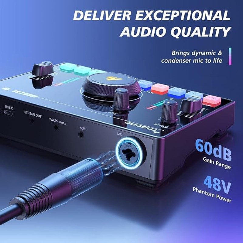 MAONO Audio Interface for Recording Studio, Audio Mixer with Noise Reduction, Pro-preamp, 48V Phantom Power, Special Effects, 8H Battery, Monitoring for Podcast Recording, Streaming, Singing-AMC2 NEO MAONO Audio Interface for Recording Studio, Audio Mixer with Noise Reduction, Pro-preamp, 48V Phantom Power, Special Effects, 8H Battery, Monitoring for Podcast Recording, Streaming, Singing-AMC2 NEO