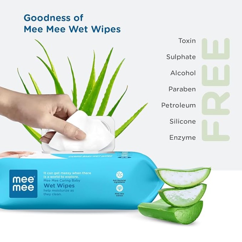 Mee Mee Soft Gentle Baby Wet Wipes (72 Wipes) Pack of 12 | Infused with Aloe Vera and Vitamin E | Paraben & Sulfate Free | Cleansing Wipes | Wipes Combo for Babies Mee Mee Soft Gentle Baby Wet Wipes (72 Wipes) Pack of 12 | Infused with Aloe Vera and Vitamin E | Paraben & Sulfate Free | Cleansing Wipes | Wipes Combo for Babies