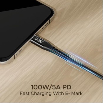 boAt Type-C C300 Tangle-Free, Sturdy w/60W/3A PD Fast Charging Cable, Compatible w/Xiaomi, Oneplus, Samsung, Vivo & Oppo, 480 Mbps Data Transmission Speed, Nylon Braided Skin & 1.5m Length(Black) boAt Type-C C300 Tangle-Free, Sturdy w/60W/3A PD Fast Charging Cable, Compatible w/Xiaomi, Oneplus, Samsung, Vivo & Oppo, 480 Mbps Data Transmission Speed, Nylon Braided Skin & 1.5m Length(Black)