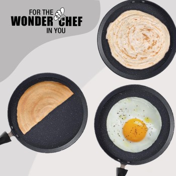 Wonderchef Duralite Die-cast 28 cm Dosa Tawa | 5 Layer Healthy Duramax Non-Stick Coating | Soft Touch Handle | Pure Grade Aluminium | PFOA Free Wonderchef Duralite Die-cast 28 cm Dosa Tawa | 5 Layer Healthy Duramax Non-Stick Coating | Soft Touch Handle | Pure Grade Aluminium | PFOA Free