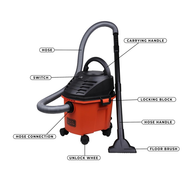 BLACK+DECKER BDWD08-B1 Wet and Dry Vacuum Cleaner with Cannister Body, 1000 W, Powerful Suction, 8L Capacity, 220V Vacuum Cleaner for Home Use, 1 Year Manufacturer Warranty(Red/Black) BLACK+DECKER BDWD08-B1 Wet and Dry Vacuum Cleaner with Cannister Body, 1000 W, Powerful Suction, 8L Capacity, 220V Vacuum Cleaner for Home Use, 1 Year Manufacturer Warranty(Red/Black)