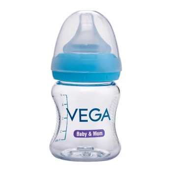 Vega Baby & Mom Tritan Feeding Bottle 150ml Wide Neck - Blue|Made of Durable Tritan| BPA/BPS Free | Shatter Proof | Suitable for 0+ Month Babies,(VBFB4-03)