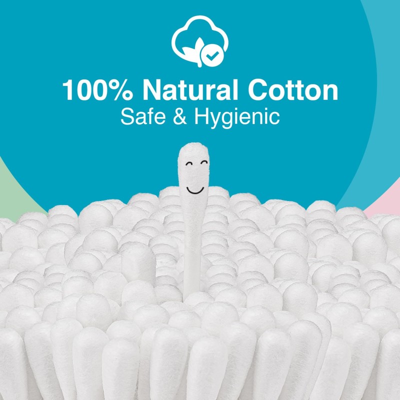 Vega Baby & Mom Cotton Buds (200 Buds, 400 Tips) (PP Can) | for Baby's Hygiene & Care | 100% Cotton |100% Care | Gently Clean Baby Skin | Convenient Pack Sizes, (VBHA3-04) Vega Baby & Mom Cotton Buds (200 Buds, 400 Tips) (PP Can) | for Baby's Hygiene & Care | 100% Cotton |100% Care | Gently Clean Baby Skin | Convenient Pack Sizes, (VBHA3-04)