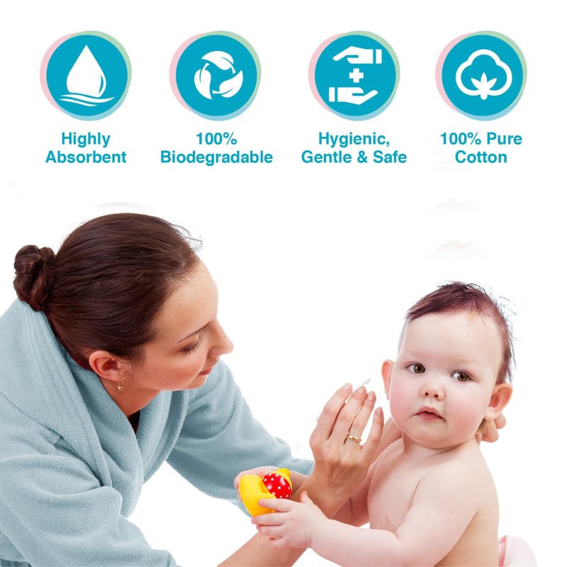 Vega Baby & Mom Cotton Buds (200 Buds, 400 Tips) (PP Can) | for Baby's Hygiene & Care | 100% Cotton |100% Care | Gently Clean Baby Skin | Convenient Pack Sizes, (VBHA3-04) Vega Baby & Mom Cotton Buds (200 Buds, 400 Tips) (PP Can) | for Baby's Hygiene & Care | 100% Cotton |100% Care | Gently Clean Baby Skin | Convenient Pack Sizes, (VBHA3-04)