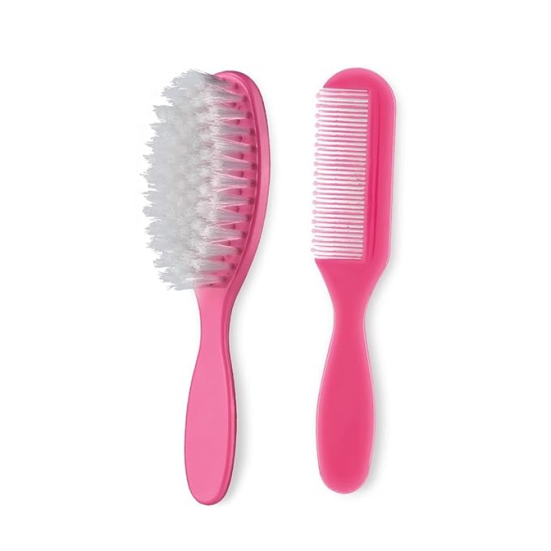 Vega Baby & Mom Comb & Brush Set - Pink | Crafted for Delicate Baby Scalp| Detangle Baby Hair Easily | Ultra Soft Nylon Bristle| Rount Tippped Tooth |Scalp Massage and Stimulation, (VBGA3-04) Vega Baby & Mom Comb & Brush Set - Pink | Crafted for Delicate Baby Scalp| Detangle Baby Hair Easily | Ultra Soft Nylon Bristle| Rount Tippped Tooth |Scalp Massage and Stimulation, (VBGA3-04)