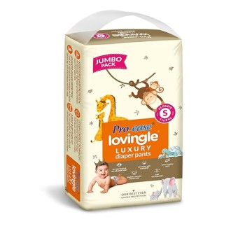 Pro-ease Lovingle Luxury Baby Diaper|Pant Style Diaper for Baby|Diaper S size|2X Preference on Absorption*IAdvanced Leakage Protection|Wetness Indicator|Easy Throw Tape|5-8 kg|69 Pieces