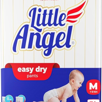 Little Angel Baby Easy Dry Diaper Pants With 12 Hrs Absorption Medium (M) Size 74 Count, 7-12 Kgs - M (74 Pieces)
