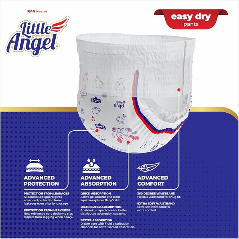 Little Angel Baby Easy Dry Diaper Pants With 12 Hrs Absorption Medium (M) Size 74 Count, 7-12 Kgs - M (74 Pieces) Little Angel Baby Easy Dry Diaper Pants With 12 Hrs Absorption Medium (M) Size 74 Count, 7-12 Kgs - M (74 Pieces)