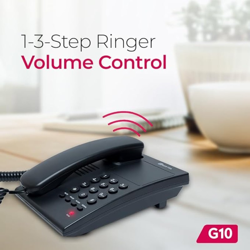 Beetel G10 Newly Launched, Corded Landline Phone, Ringer LED Indication, Desk and Wall Mountable, 3 Step Ringer Volume Control, Tone/Puls/Flash/Pause/Redial, TEC Certified (G10 Black) Beetel G10 Newly Launched, Corded Landline Phone, Ringer LED Indication, Desk and Wall Mountable, 3 Step Ringer Volume Control, Tone/Puls/Flash/Pause/Redial, TEC Certified (G10 Black)