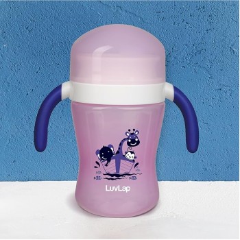 LuvLap 360° Soft Spout Baby Trainer Sipper, 240ml, Dual Handle Leakproof & spillproof Sippy Cup for Babies/Toddlers/Kids, Easy-Grip Handles, BPA-Free, Ergonomic Design, Purple