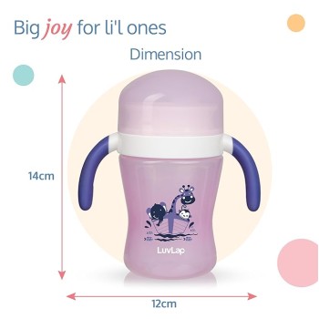 LuvLap 360° Soft Spout Baby Trainer Sipper, 240ml, Dual Handle Leakproof & spillproof Sippy Cup for Babies/Toddlers/Kids, Easy-Grip Handles, BPA-Free, Ergonomic Design, Purple