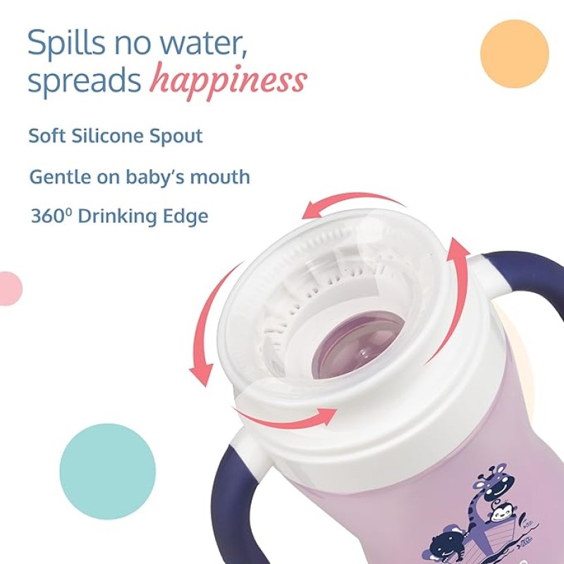 LuvLap 360° Soft Spout Baby Trainer Sipper, 240ml, Dual Handle Leakproof & spillproof Sippy Cup for Babies/Toddlers/Kids, Easy-Grip Handles, BPA-Free, Ergonomic Design, Purple LuvLap 360° Soft Spout Baby Trainer Sipper, 240ml, Dual Handle Leakproof & spillproof Sippy Cup for Babies/Toddlers/Kids, Easy-Grip Handles, BPA-Free, Ergonomic Design, Purple