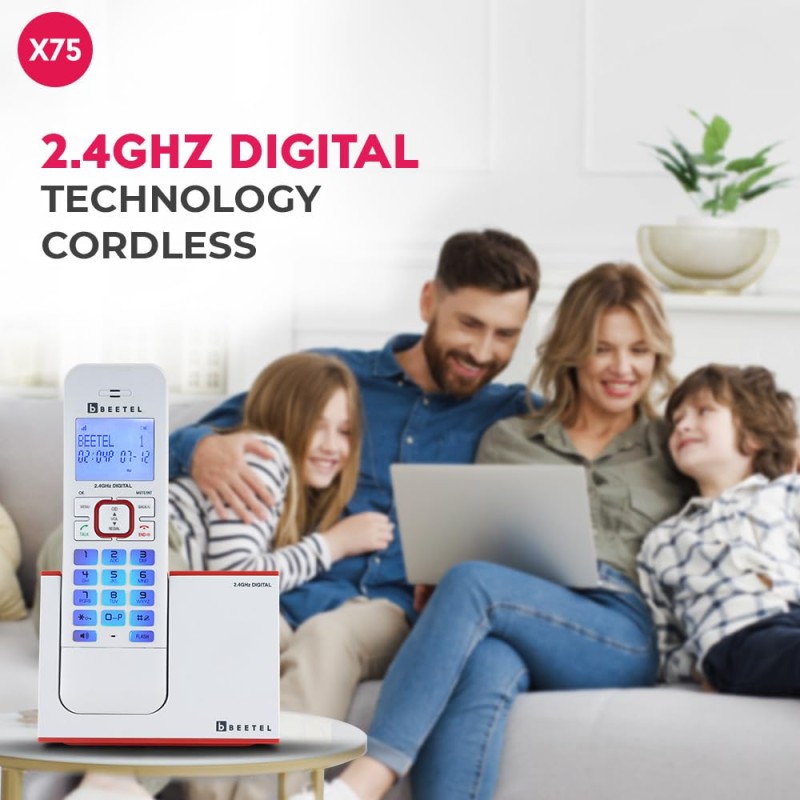 Beetel X75 2.4Ghz Cordless Landline Phone,Dual Mode DTMF/FSK,1 Line 7segment LCD Display & Blue LED Backlit,Illuminated Keypad,2 Way Speaker Phone,6 Step Ringer Volume Control(Red/White)(X75) Beetel X75 2.4Ghz Cordless Landline Phone,Dual Mode DTMF/FSK,1 Line 7segment LCD Display & Blue LED Backlit,Illuminated Keypad,2 Way Speaker Phone,6 Step Ringer Volume Control(Red/White)(X75)