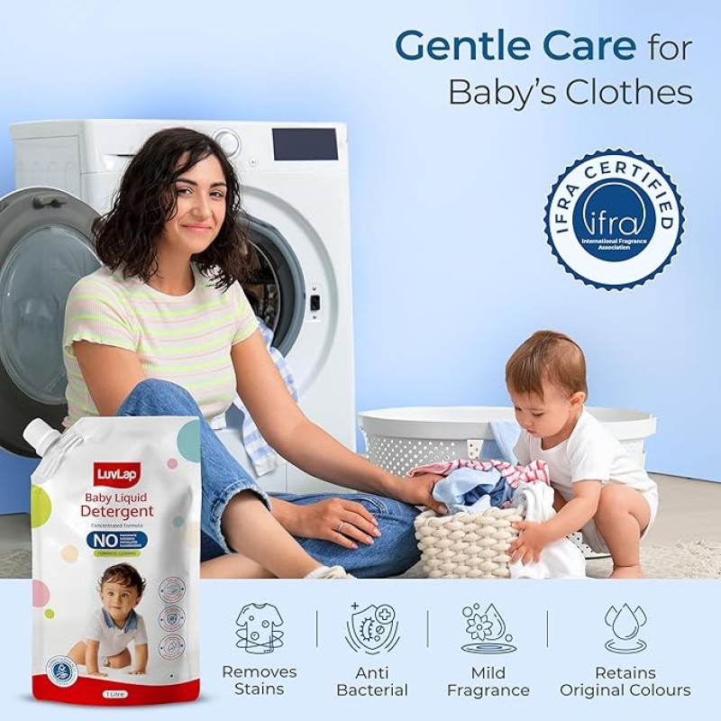 LuvLap Baby Laundry Detergent Refill pack- 1000ml, pH Balanced Dermatologically tested formula, No harsh chemicals, Safe for mommy's hands & baby's sk LuvLap Baby Laundry Detergent Refill pack- 1000ml, pH Balanced Dermatologically tested formula, No harsh chemicals, Safe for mommy's hands & baby's sk