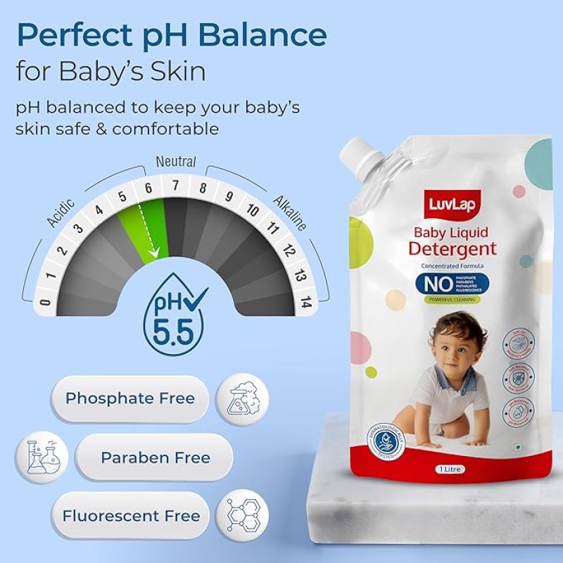 LuvLap Baby Laundry Detergent Refill pack- 1000ml, pH Balanced Dermatologically tested formula, No harsh chemicals, Safe for mommy's hands & baby's sk LuvLap Baby Laundry Detergent Refill pack- 1000ml, pH Balanced Dermatologically tested formula, No harsh chemicals, Safe for mommy's hands & baby's sk