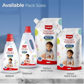 LuvLap Baby Laundry Detergent Refill pack- 1000ml, pH Balanced Dermatologically tested formula, No harsh chemicals, Safe for mommy's hands & baby's sk
