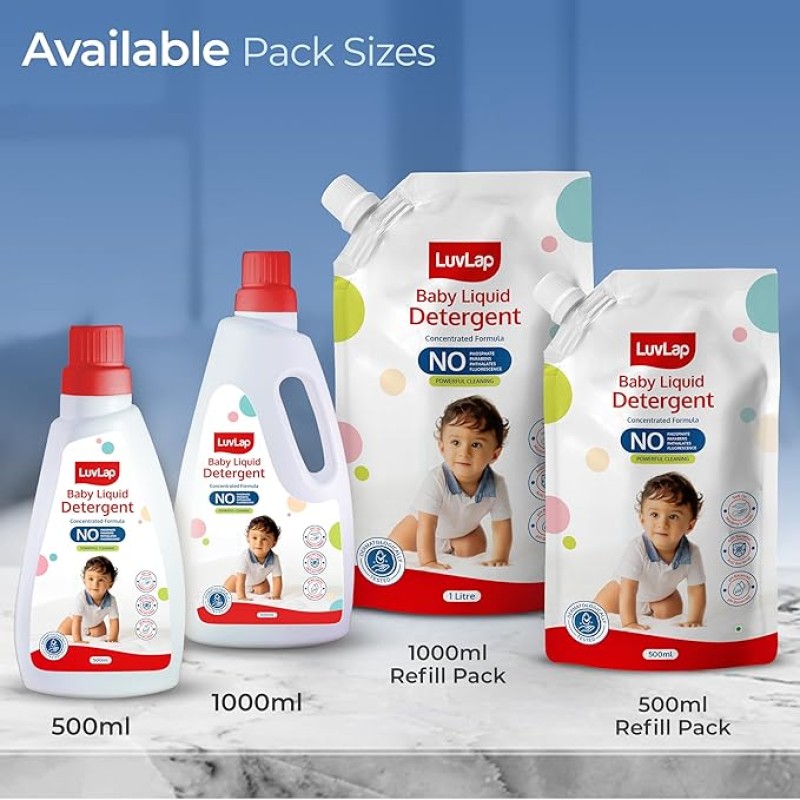 LuvLap Baby Laundry Detergent Refill pack- 1000ml, pH Balanced Dermatologically tested formula, No harsh chemicals, Safe for mommy's hands & baby's sk LuvLap Baby Laundry Detergent Refill pack- 1000ml, pH Balanced Dermatologically tested formula, No harsh chemicals, Safe for mommy's hands & baby's sk