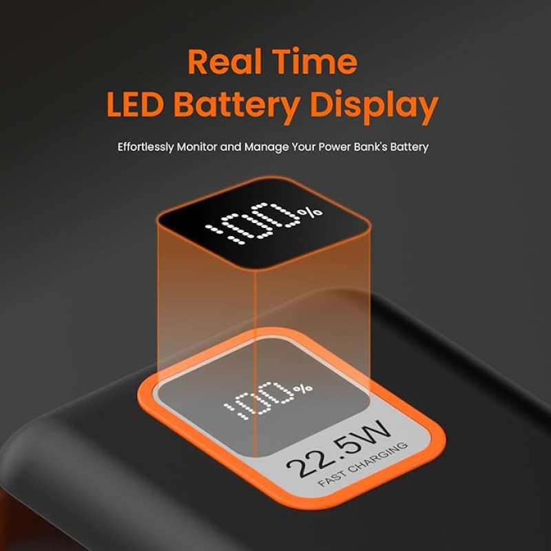 Portronics Ampbox 10K 10000 mAh Nano Power Bank with 22.5W Fast Charging, Digital Display, Dual Output(Type C PD + USB), Type C Input, Wake Up Button(Black) Portronics Ampbox 10K 10000 mAh Nano Power Bank with 22.5W Fast Charging, Digital Display, Dual Output(Type C PD + USB), Type C Input, Wake Up Button(Black)