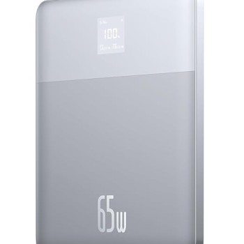 Baseus Blade2 12000mAh 65W Fast-Charging Power Bank � Ultra Slim with Digital Display, Dual Type-C PD Output � Horizon Silver (with 100W Type-C Cable)