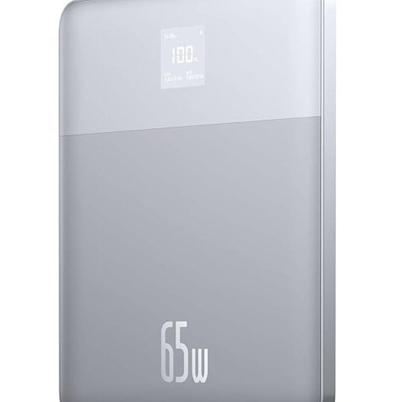 Baseus Blade2 12000mAh 65W Fast-Charging Power Bank � Ultra Slim with Digital Display, Dual Type-C PD Output � Horizon Silver (with 100W Type-C Cable) Baseus Blade2 12000mAh 65W Fast-Charging Power Bank � Ultra Slim with Digital Display, Dual Type-C PD Output � Horizon Silver (with 100W Type-C Cable)