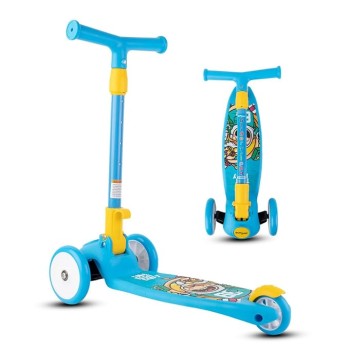 BUMTUM Smart Kick Scooter for Kids | 3 Adjustable Height Scooter, Foldable & Attractive PVC Wheels with Rare Brakes for Boys & Girls Age 5 Years (Blue)