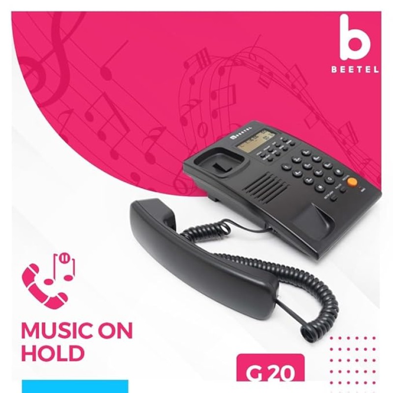 Beetel G20,TEC Certified,Caller ID Phone LCD Display, Ringer LED, DTMF/FSK Compatible, Adjustable Handset/Ringer Volume,Music on Hold,Desk/Wall Mountable,3 Level LCD Contrast,Alarm(Black) Beetel G20,TEC Certified,Caller ID Phone LCD Display, Ringer LED, DTMF/FSK Compatible, Adjustable Handset/Ringer Volume,Music on Hold,Desk/Wall Mountable,3 Level LCD Contrast,Alarm(Black)