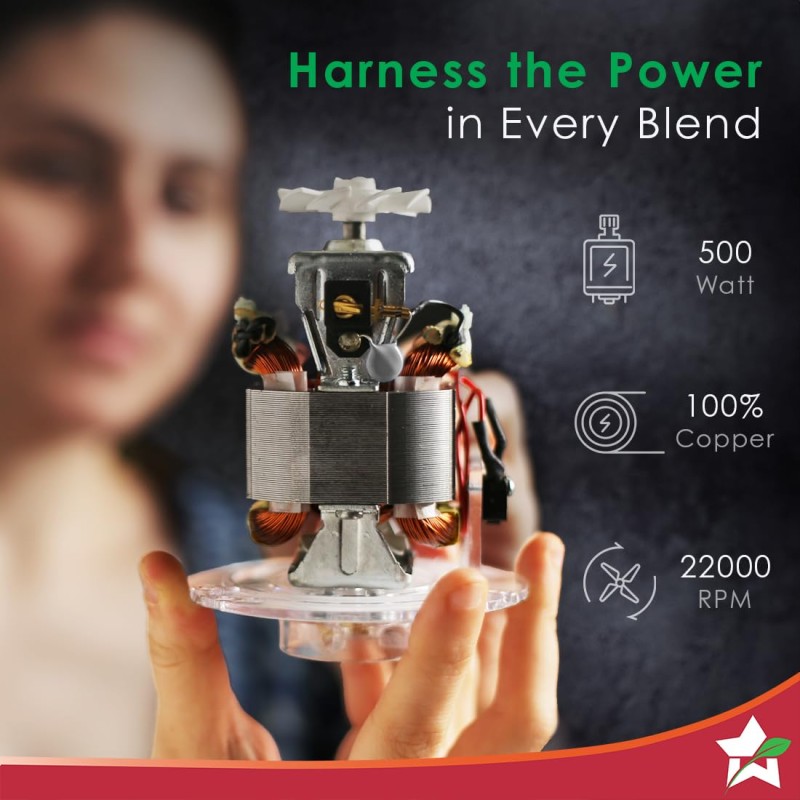 Wonderchef Nutri-blend Mixer Grinder Blender, Smoothie Maker, 3 Unbreakable Jars (Blending, Grinding, and Sipper Jar), 500W 22000 RPM 100% Full Copper Motor, SS Blades, Red Wonderchef Nutri-blend Mixer Grinder Blender, Smoothie Maker, 3 Unbreakable Jars (Blending, Grinding, and Sipper Jar), 500W 22000 RPM 100% Full Copper Motor, SS Blades, Red