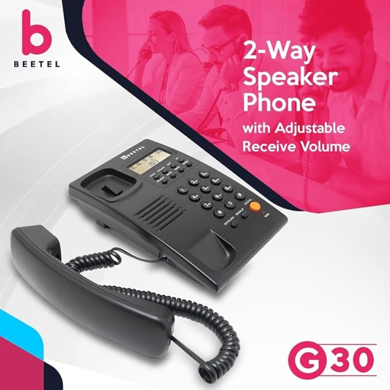 Beetel G30, TEC Certified, Caller ID Corded Landline Phonelcd Display,Ringer LED,DTMF/FSK Compatible,2-Way Adjustable Speaker Phone,Music On Hold, Desk/Wall Mountable, 3 Level LCD Contrast(G30-Black) Beetel G30, TEC Certified, Caller ID Corded Landline Phonelcd Display,Ringer LED,DTMF/FSK Compatible,2-Way Adjustable Speaker Phone,Music On Hold, Desk/Wall Mountable, 3 Level LCD Contrast(G30-Black)