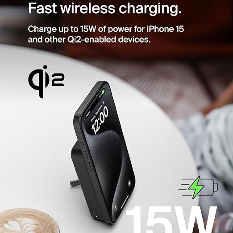 Belkin Qi2 10000 mAh Magsafe Wireless Power Bank | 15W Wireless Fast Charging, Compatible w/iPhone 17, Air, Pro, Pro Max, Google Pixel 10, etc. | 2 Years Warranty | Black Belkin Qi2 10000 mAh Magsafe Wireless Power Bank | 15W Wireless Fast Charging, Compatible w/iPhone 17, Air, Pro, Pro Max, Google Pixel 10, etc. | 2 Years Warranty | Black