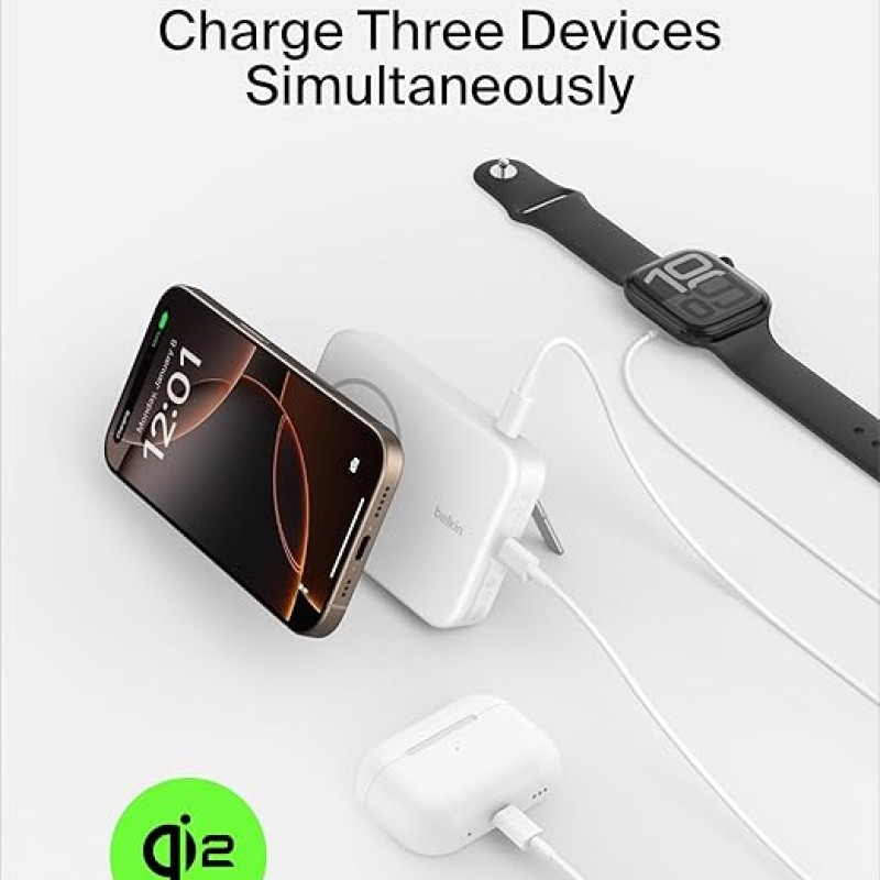 Belkin Qi2 10000 mAh Magsafe Wireless Power Bank | 15W Wireless Fast Charging, Compatible w/iPhone 17, Air, Pro, Pro Max, Google Pixel 10, etc. | 2 Years Warranty | White Belkin Qi2 10000 mAh Magsafe Wireless Power Bank | 15W Wireless Fast Charging, Compatible w/iPhone 17, Air, Pro, Pro Max, Google Pixel 10, etc. | 2 Years Warranty | White