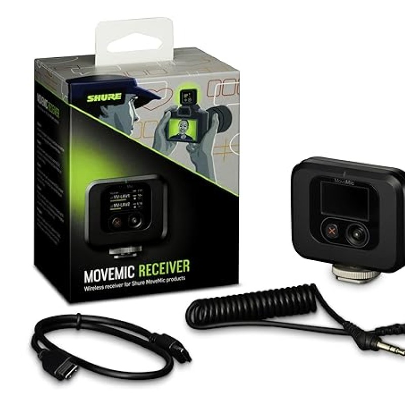 Shure MoveMic Receiver - Cold Shoe Mountable Camera Receiver for MoveMic Lavalier Microphones, Compatible with Most DSLR Cameras and Computers, for Mobile Content Creators Shure MoveMic Receiver - Cold Shoe Mountable Camera Receiver for MoveMic Lavalier Microphones, Compatible with Most DSLR Cameras and Computers, for Mobile Content Creators
