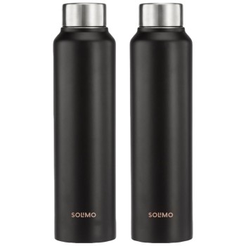 Stainless Steel Water Bottle (Pack of 2) | BIS-Approved | 900ml (Matte Black)