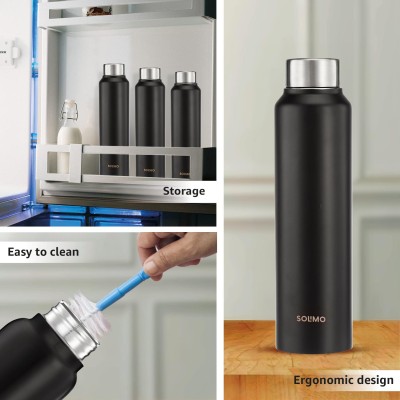 Stainless Steel Water Bottle (Pack of 2) | BIS-Approved | 900ml (Matte Black)