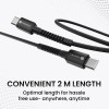 Portronics Konnect X 60W Type C to Type C Unbreakable Nylon Braided Cable, 2M Fast Charging Cable for iPhone 15 series, iPad, Samsung Galaxy & other Type C Devices(Black) Portronics Konnect X 60W Type C to Type C Unbreakable Nylon Braided Cable, 2M Fast Charging Cable for iPhone 15 series, iPad, Samsung Galaxy & other Type C Devices(Black)