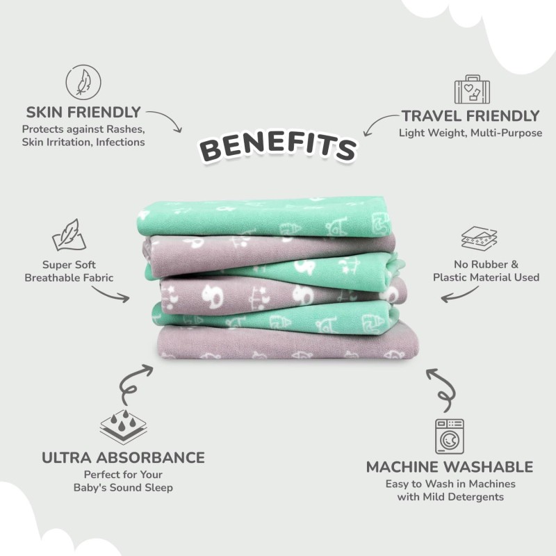 R for Rabbit Waterproof Quick Dry Sheet for Baby | Anti-Piling Fleece Breatheable Fabric Extra Absorbent Instant Dry Baby Bed/Cot Protector Mat (Size-S,Green-Grey,Pack of 2 Combo) R for Rabbit Waterproof Quick Dry Sheet for Baby | Anti-Piling Fleece Breatheable Fabric Extra Absorbent Instant Dry Baby Bed/Cot Protector Mat (Size-S,Green-Grey,Pack of 2 Combo)