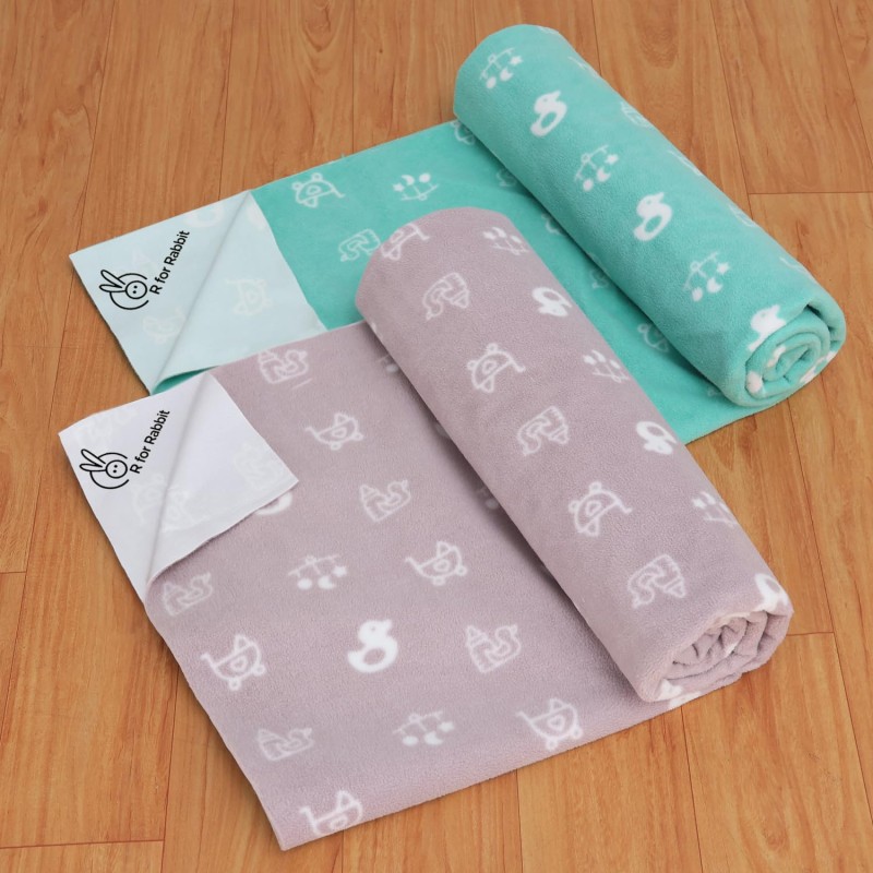 R for Rabbit Waterproof Quick Dry Sheet for Baby | Anti-Piling Fleece Breatheable Fabric Extra Absorbent Instant Dry Baby Bed/Cot Protector Mat (Size-S,Green-Grey,Pack of 2 Combo) R for Rabbit Waterproof Quick Dry Sheet for Baby | Anti-Piling Fleece Breatheable Fabric Extra Absorbent Instant Dry Baby Bed/Cot Protector Mat (Size-S,Green-Grey,Pack of 2 Combo)