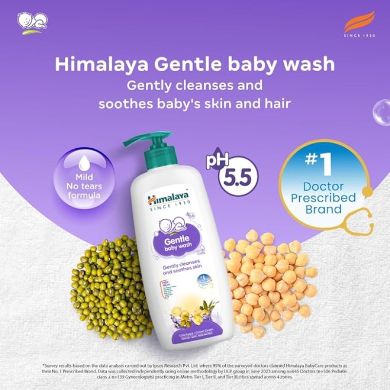 Himalaya Gentle Baby Wash 600ml | No tears formula |with chickpea and Green gram| Cleansing baby's gentle skin Himalaya Gentle Baby Wash 600ml | No tears formula |with chickpea and Green gram| Cleansing baby's gentle skin