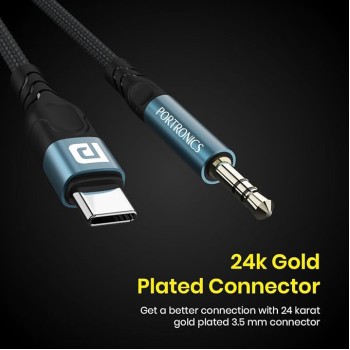 Portronics iKonnect C MAX USB C to 3.5mm Audio Adapter Hi-Fi Stereo Type C to Aux Headphone Male Cord Car Auxiliary Cable Compatible with iPhone 15 Pro Max/15 Pro/15 Plus -1 mtr length (Black) Portronics iKonnect C MAX USB C to 3.5mm Audio Adapter Hi-Fi Stereo Type C to Aux Headphone Male Cord Car Auxiliary Cable Compatible with iPhone 15 Pro Max/15 Pro/15 Plus -1 mtr length (Black)
