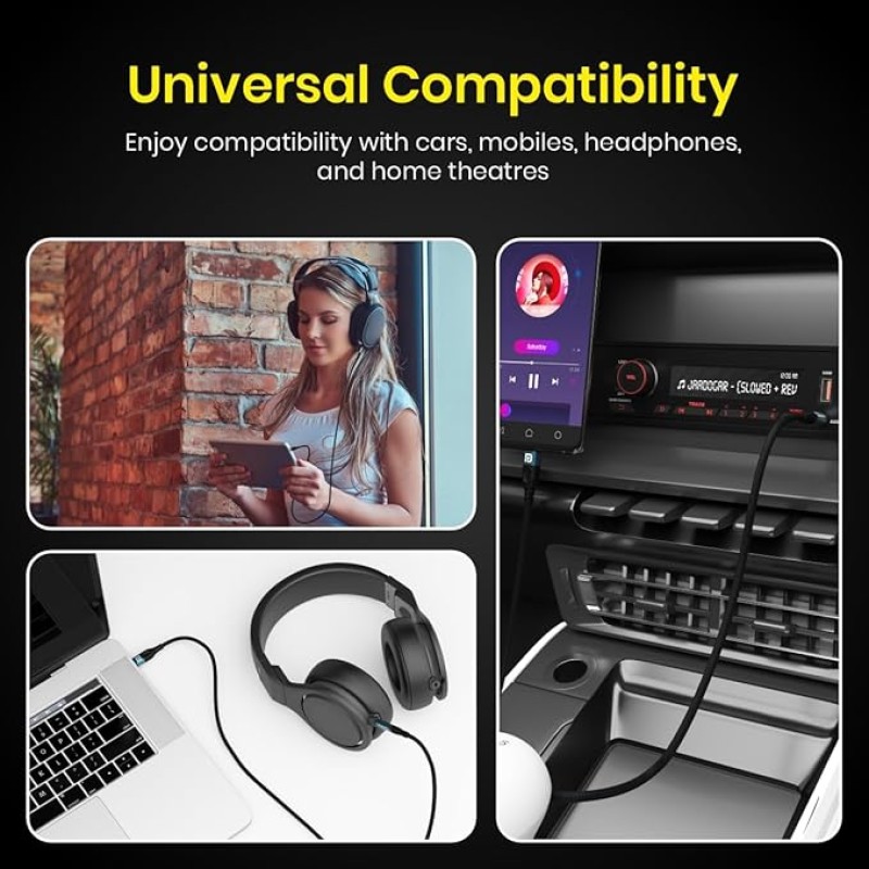Portronics iKonnect C MAX USB C to 3.5mm Audio Adapter Hi-Fi Stereo Type C to Aux Headphone Male Cord Car Auxiliary Cable Compatible with iPhone 15 Pro Max/15 Pro/15 Plus -1 mtr length (Black) Portronics iKonnect C MAX USB C to 3.5mm Audio Adapter Hi-Fi Stereo Type C to Aux Headphone Male Cord Car Auxiliary Cable Compatible with iPhone 15 Pro Max/15 Pro/15 Plus -1 mtr length (Black)